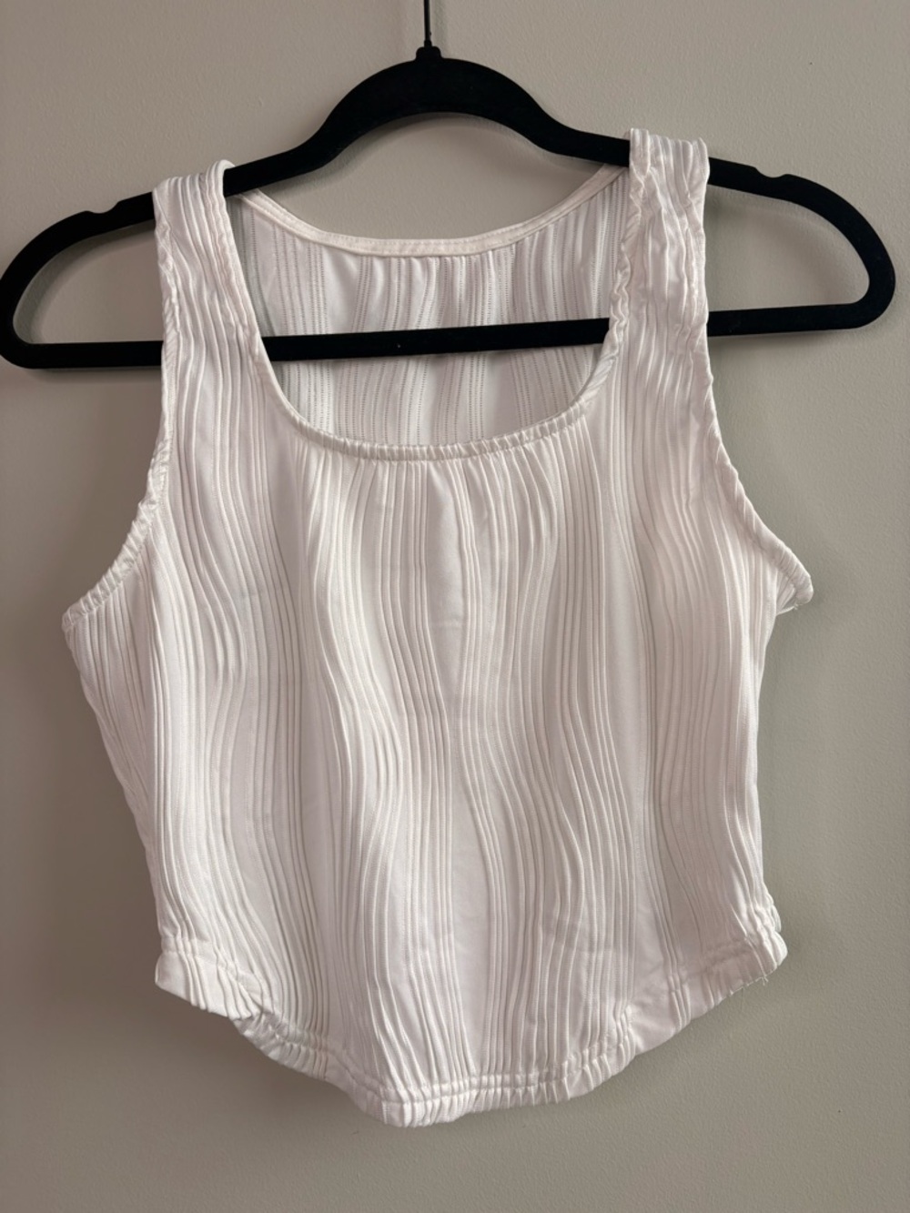 White Textured Crop Top